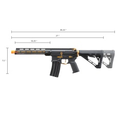 Zion Arms R15 Mod 1 Long Rail Airsoft Rifle with Delta Stock (Color: Black/Gold)