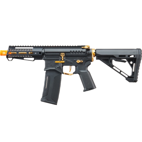 Zion Arms R15 Mod 1 Short Barrel Airsoft Rifle with Delta Stock (Color: Black & Gold)