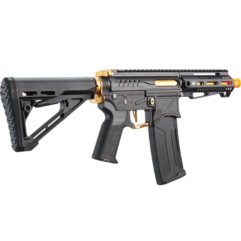 Zion Arms R15 Mod 1 Short Barrel Airsoft Rifle with Delta Stock (Color: Black & Gold)