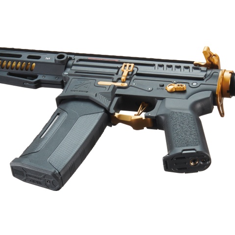 Zion Arms R15 Mod 1 Short Barrel Airsoft Rifle with Delta Stock (Color: Black & Gold)