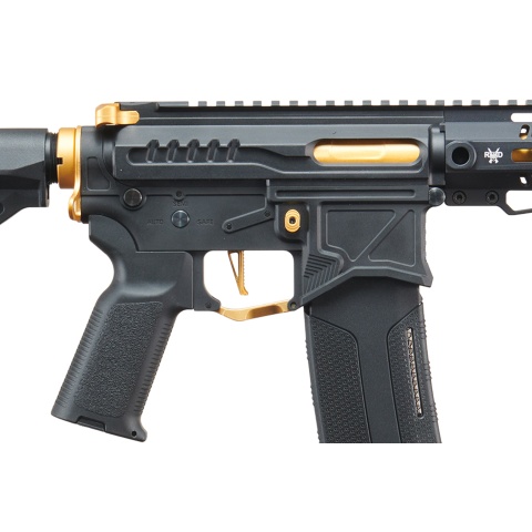 Zion Arms R15 Mod 1 Short Barrel Airsoft Rifle with Delta Stock (Color: Black & Gold)