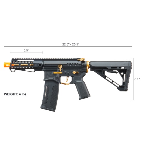 Zion Arms R15 Mod 1 Short Barrel Airsoft Rifle with Delta Stock (Color: Black & Gold)