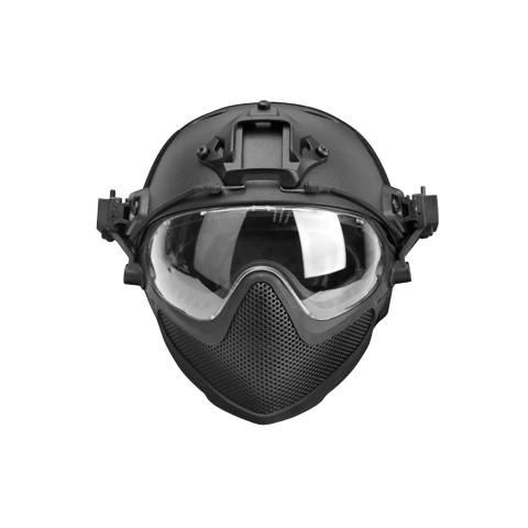 G-Force Pilot Full Face Helmet w/ Plastic Mesh Face Guard (Color: Black)