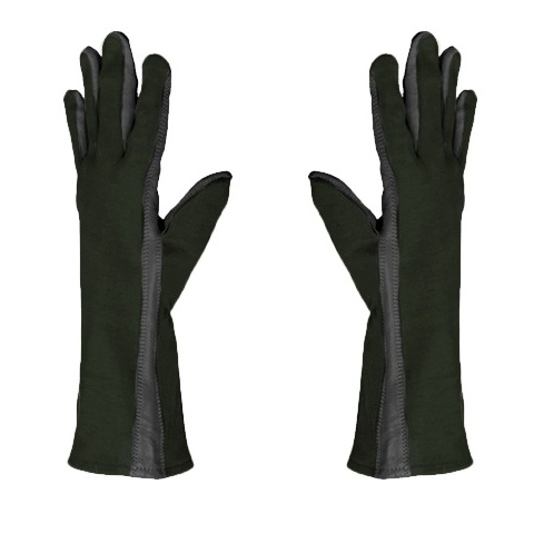 AMA Airsoft Leather Nomex Flight Gloves - MEDIUM - BLACK