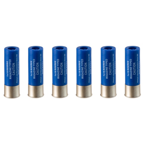 WoSport 15 Round Shotgun Shells for Multi & Single-Shot Airsoft Shotguns (Color: Blue / Pack of 6)