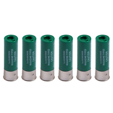 G-Force 15 Round Shotgun Shells for Multi & Single-Shot Airsoft Shotguns (Color: Green / Pack of 6)
