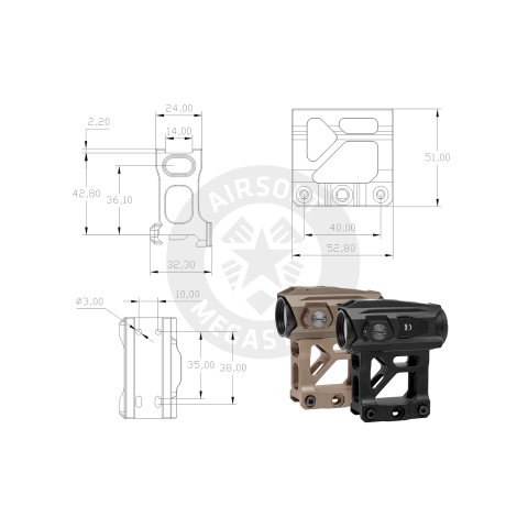 Atlas Custom Works Unit Lite Mount for T1 and T2 Optics (Tan)