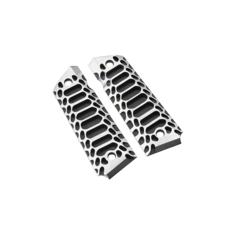 Atlas Custom Works Cobra 1911 Full Size Aluminum Grips (Color: Silver & Black)