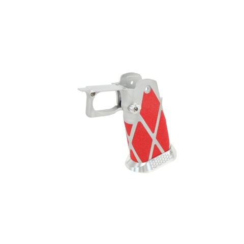 Airsoft Masterpiece Aluminum Grip for Hi-Capa Type 12 SV Diamond Skater (Silver / Red)