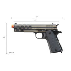 Army Armament Full Metal 1911 GBB Airsoft Pistol - Custom Cerakote Distressed Black/Tan Stars & Stripes
