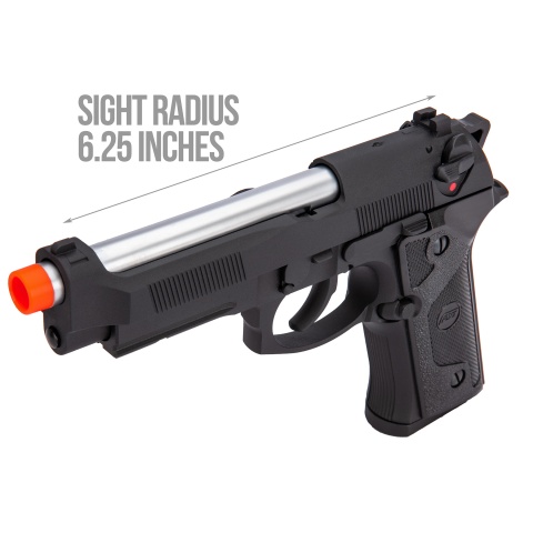 ASG M9A1 Heavyweight Airsoft Gas Blowback Pistol (Black w/ Silver Barrel)