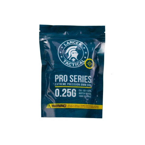 Lancer Tactical 1000 Round Pro Series 0.25g 6mm Airsoft BBs (White)