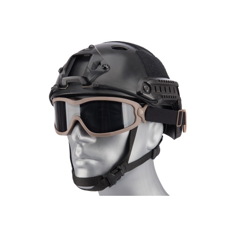 Lancer Tactical Double Layer Airsoft Goggles [Smoke Lens] - TAN