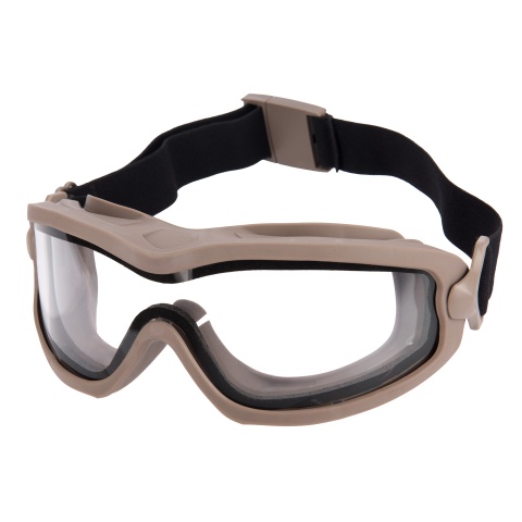 Lancer Tactical Double Layer Airsoft Goggles [Clear Lens] - TAN