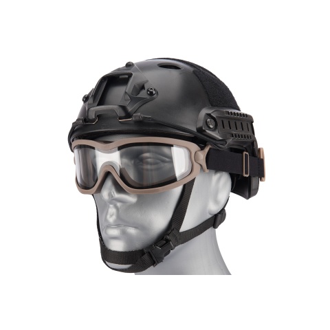 Lancer Tactical Double Layer Airsoft Goggles [Clear Lens] - TAN