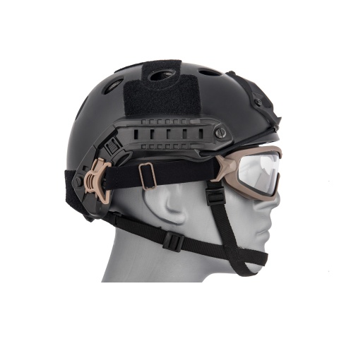 Lancer Tactical Double Layer Airsoft Goggles [Clear Lens] - TAN