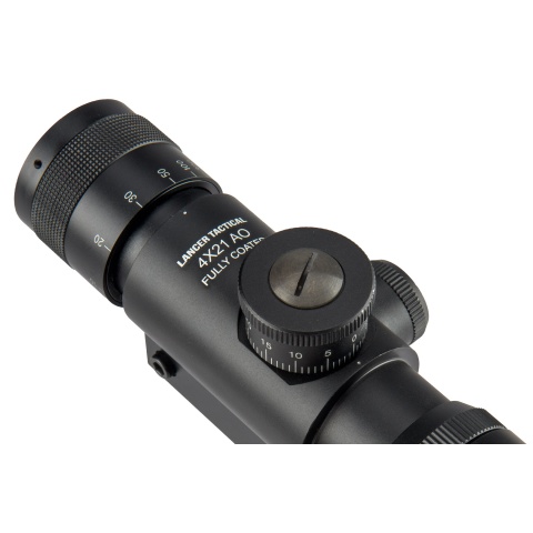 Lancer Tactical 4x21 AO Rifle Scope with Lens Caps (Color: Black)