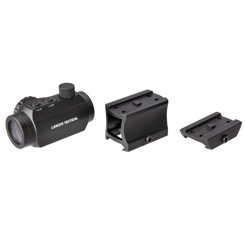 Lancer Tactical 1x22mm Red Dot Reflex Sight with Lower 1/3 Co-witness Mount w/ 2 Mounts (Color: Black)
