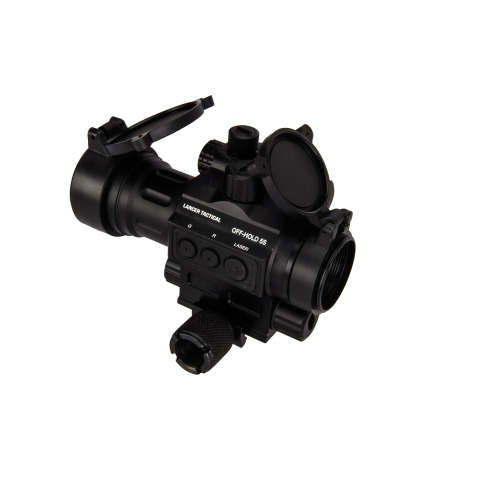 Lancer Tactical HD30L 1x30mm Green & Red Dot Sight with Red Laser Sight 2 MOA Red Dot Scope with Flip Up Lens Caps (Black)