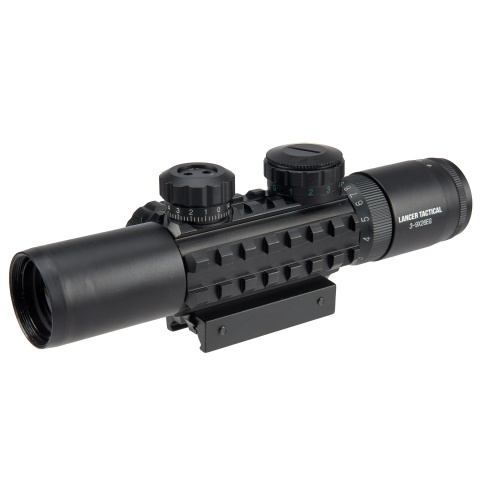 Lancer Tactical 3-9x Red and Green Illuminated Scope (Color: Black)
