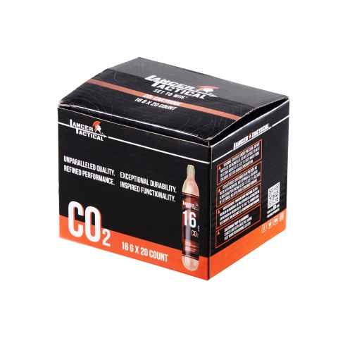Lancer Tactical High Pressure 16 Gram CO2 Cartridges for Airsoft / Airguns (Pack of 20)