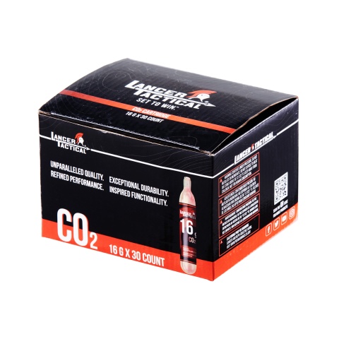 Lancer Tactical High Pressure 16 Gram CO2 Cartridges for Airsoft / Airguns (Pack of 30)