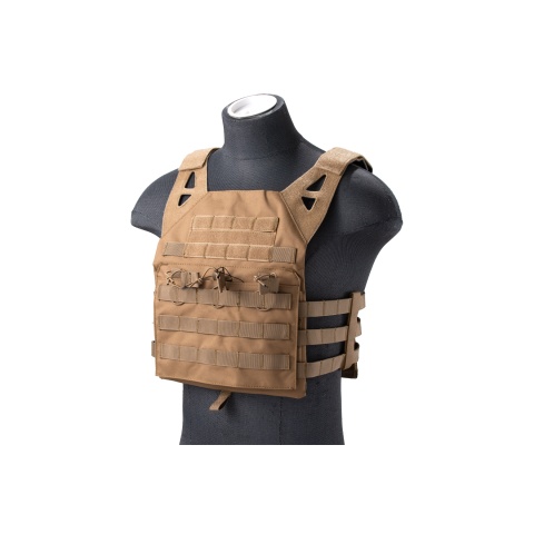 Lancer Tactical Lightweight Molle Tactical Vest with Retention Cords (Color: Tan)