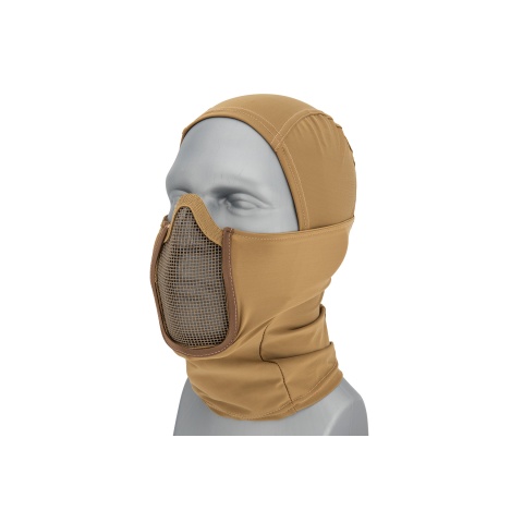 Lancer Tactical Shadow Warrior Hood Mesh Balaclava Face Mask (Color: Tan)
