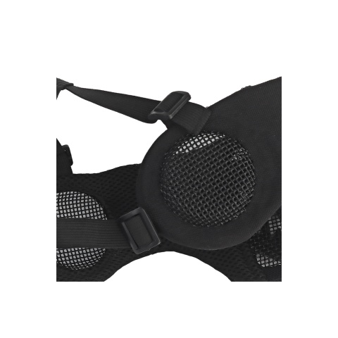 Fangs Mesh Lower Face Mask with Ear Protection (Color: Black)