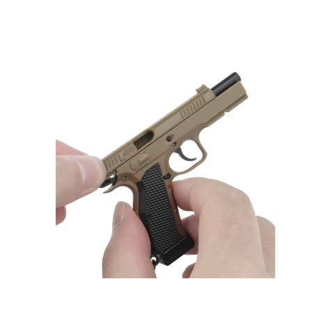 Tactical Detachable Mini Pistol Keychain with Holster (Color: Tan)
