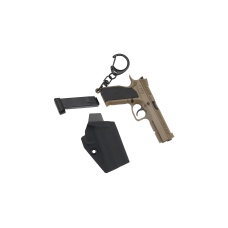 Tactical Detachable Mini Pistol Keychain with Holster (Color: Tan)
