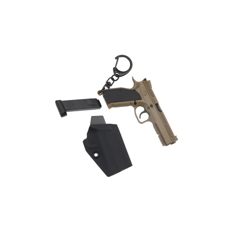 Tactical Detachable Mini Pistol Keychain with Holster (Color: Tan)
