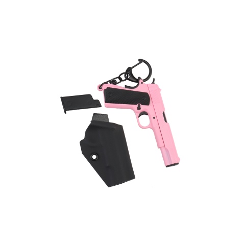 Tactical Detachable Mini 1911 Pistol Keychain with Holster (Color: Pink)