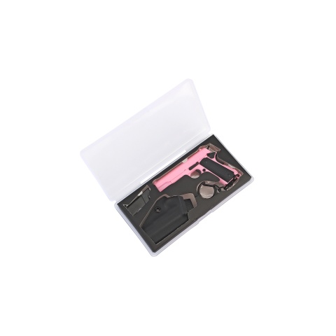 Tactical Detachable Mini 1911 Pistol Keychain with Holster (Color: Pink)