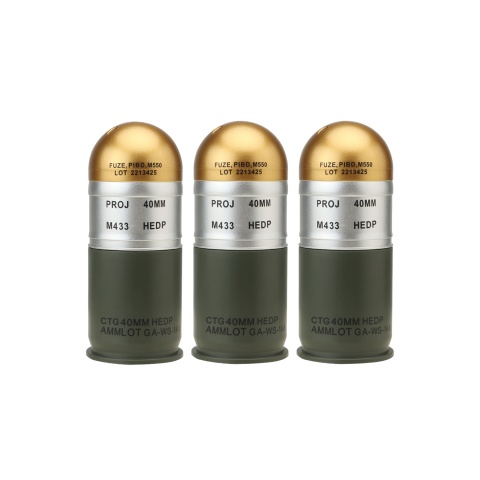 Airsoft M433 HEDP 40mm Dummy Grenades (Pack of 3)