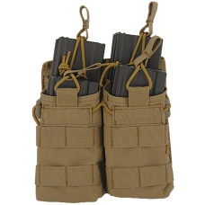 Lancer Tactical 600D Nylon Bungee Open Top M4 Magazine Pouch - TAN
