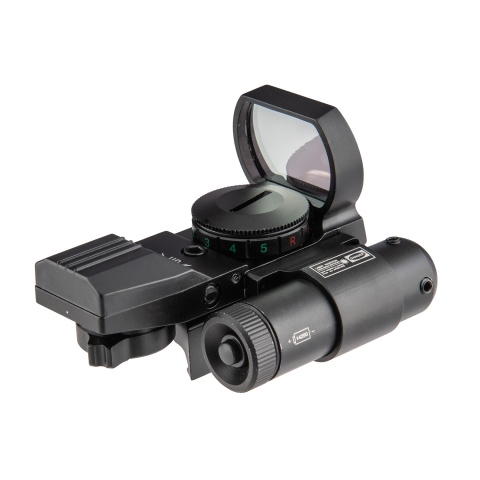 Lancer Tactical 4-Reticle Red/Green Dot Reflect Sight with Laser (Color: Black)