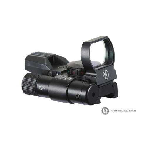 Lancer Tactical 4-Reticle Red/Green Dot Reflect Sight with Green Laser (Color: Black)
