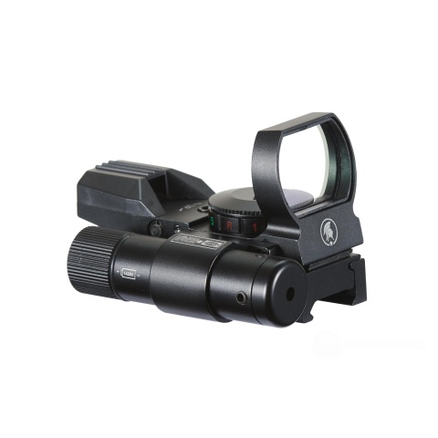 Lancer Tactical 4-Reticle Red/Green Dot Reflect Sight with Green Laser (Color: Black)