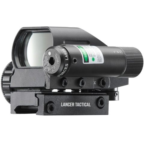 Lancer Tactical 4 Pattern Reticle Reflex Sight w/ Green Laser (Color: Black)