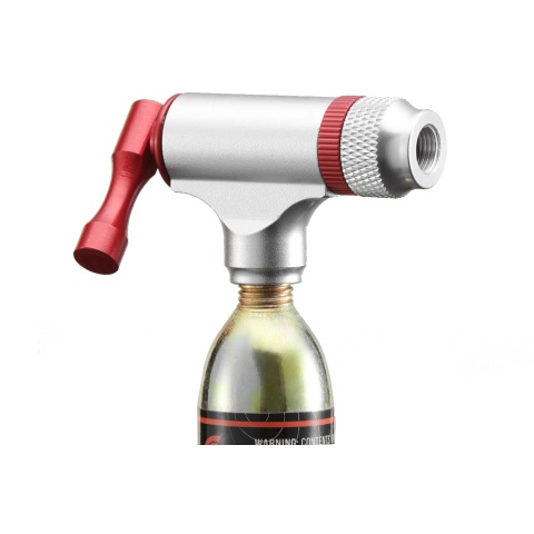 Lancer Tactical CO2 Bike Inflator (Color: Silver / Red)
