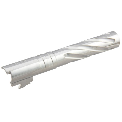 Lancer Tactical Stainless Steel Fluted Threaded 5.1 Outer Barrel (Color: Silver)