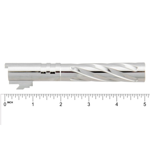 Lancer Tactical Stainless Steel Fluted Threaded 5.1 Outer Barrel (Color: Silver)