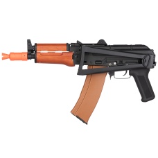 Double Bell AK74U AEG Airsoft Rifle w/ Folding Triangle Stock - BLACK / WOOD