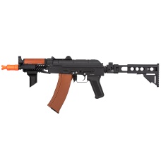 Double Bell AK74U Tactical AEG Airsoft Rifle - BLACK / WOOD
