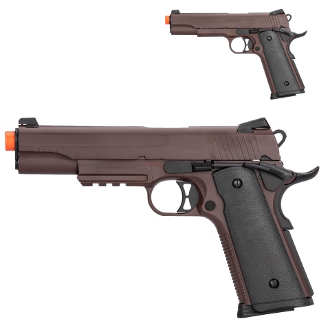 Double Bell M1911 Gas Blowback Airsoft Pistol - CRIMSON BROWN