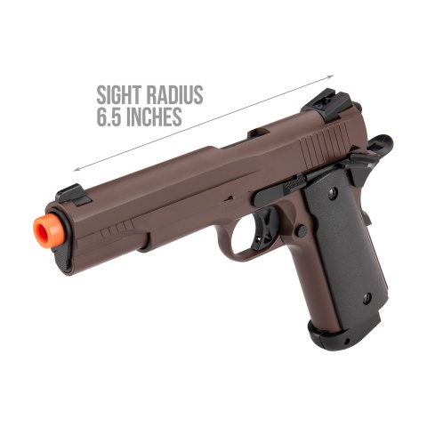 Double Bell M1911 CO2 Blowback Airsoft Pistol - CRIMSON BROWN