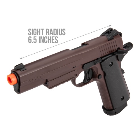 Double Bell M1911 CO2 Blowback Airsoft Pistol - CRIMSON BROWN