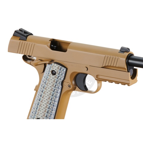 Double Bell M1911 CQB Tactical Gas Blowback GBB Airsoft Pistol - TAN