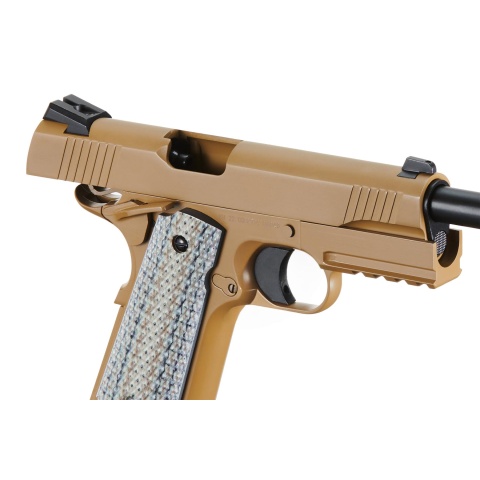 Double Bell M1911 CQB Tactical Gas Blowback GBB Airsoft Pistol - TAN